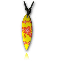 Load image into Gallery viewer, Surferkette Baumwolle Holz Surfbrett Blume Türkis handbemalt verstellbar Kette - chic-net.de
