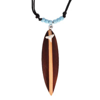 Load image into Gallery viewer, Surferkette Haifzahn Surfbrett rund Holz Muschel verstellbar - chic-net.de
