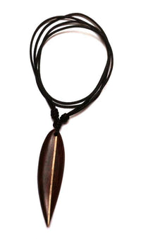 Load image into Gallery viewer, Surferkette Holzkette Kette Sono Holz Baumwolle Surfer Style Surfbrett Holzanhänger Unisex Schmuck dunkelbraun weißer strich - chic-net.de
