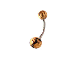 Load image into Gallery viewer, Tamarinden Holz Bauchnabelpiercing hell Kugel Edelstahl - chic-net.de
