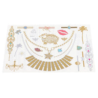 Load image into Gallery viewer, Tattoo bunt golden silbern viele Motive groß klein Kette Schnörkel 23 Motive 1 Bogen - chic-net.de
