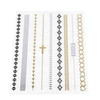 Load image into Gallery viewer, Tattoo golden silbern temporär Klebetattoos schwarz Ketten Kreuz Love Tattoos Motivbogen - chic-net.de

