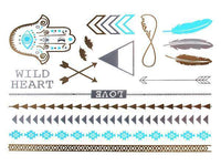 Load image into Gallery viewer, Tattoo golden silbern temporär Motivbogen Klebetattoos blau Khamsa Schmuck Tattoos - chic-net.de
