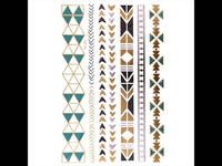 Load image into Gallery viewer, Tattoo Motivbogen golden silbern grün temporär Ecken Klebetattoos Schmuck Tattoos - chic-net.de
