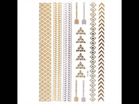 Load image into Gallery viewer, Tattoo Motivbogen golden silbern temporär Band Pfeil Dreieck Klebetattoos Schmuck Tattoos - chic-net.de
