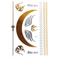 Load image into Gallery viewer, Tattoo Motivbogen golden silbern temporär Engel Kreuz Feuer Klebetattoos Schmuck Tattoos - chic-net.de
