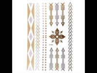 Load image into Gallery viewer, Tattoo Motivbogen golden silbern temporär Klebetattoos Blume Pfeile Schmuck Tattoos - chic-net.de
