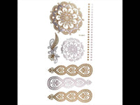 Load image into Gallery viewer, Tattoo Motivbogen golden silbern temporär Klebetattoos Ornamente Schmuck Tattoos - chic-net.de
