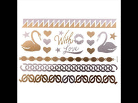 Load image into Gallery viewer, Tattoo Motivbogen golden silbern temporär With Love Schwan Klebetattoos Schmuck Tattoos - chic-net.de
