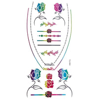 Load image into Gallery viewer, Tattoo Motivbogen metallic schillernd bunt temporär Rosen Klebetattoos Schmuck Tattoos - chic-net.de

