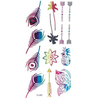 Load image into Gallery viewer, Tattoo Motivbogen schilldernd bunt temporär Klebetattoos Ananas Pfau Schmuck Tattoos - chic-net.de
