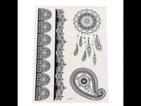 Load image into Gallery viewer, Tattoo schwarz spitze Armbänder Traumfänger Schnörkel 4 Tattoos 1 Bogen - chic-net.de
