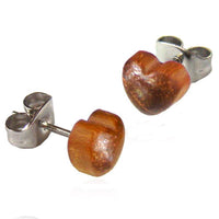 Load image into Gallery viewer, Teakholz Ohrstecker braun großes Herz hervorstehend Silberohrstecker 316L Edelstahl - chic-net.de
