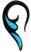 Cargar imagen en el visor de la galería, Tribal Buffalo Horn Piercing schwarz mini Hookspirale türkis Inlay handgeschnitzt 6mm Plug Expander - chic-net.de
