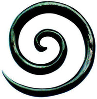 Cargar imagen en el visor de la galería, Tribal Buffalo Horn Piercing, schwarze XL-Spirale, 4mm, Plug, Tunnel, Expander, Ohrhänger, Ohrstecker - chic-net.de
