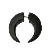 Load image into Gallery viewer, Tribal Fake Piercing Sono Holz Doppel Kralle Spike schwarz Edelstahlbügel 1 mm Ohrring - chic-net.de
