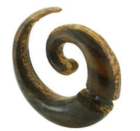 Load image into Gallery viewer, Tribal Fake Piercing Spirale Streifen Kokos Holz Unisex handgeschnitzt Sonoholz Edelstahl Organic - chic-net.de

