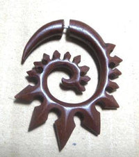 Cargar imagen en el visor de la galería, Tribal Fake Piercing Spirale Zacken Holz Edelstahl - chic-net.de
