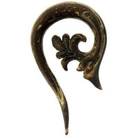 Cargar imagen en el visor de la galería, Tribal Holz Pircing Expander, spezielle Thai Spirale, 12mm, Ohrring aus Kokosholz,  dunkelbraun mit natürlichem Muster, Plug, Tunnel, Ohrhänger, Ohrstecker - chic-net.de
