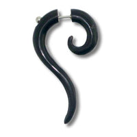 Load image into Gallery viewer, Tribal Horn Fake Piercing Spirale lange Spitze schwarz Buffalo 4 mm Edelstahl Ohrstecker Ohrring - chic-net.de

