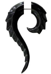 Load image into Gallery viewer, Tribal Horn Fake Piercing Thai Spirale Schuppenrücken schwarz Buffalo 6 mm Edelstahl Ohrring - chic-net.de
