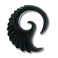 Load image into Gallery viewer, Tribal Horn Piercing Expander Feder Spirale Büffelhorn schwarz - chic-net.de
