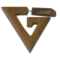 Load image into Gallery viewer, Tribal Ohrring Sono Holz groß dreieckig Spirale braun Fake Piercing Edelstahlbügel 1 mm - chic-net.de
