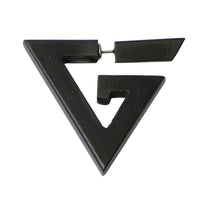 Cargar imagen en el visor de la galería, Tribal Ohrring Sono Holz groß dreieckig Spirale schwarz Fake Piercing Edelstahlbügel 1 mm - chic-net.de
