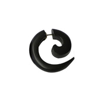 Cargar imagen en el visor de la galería, Tribal Ohrring Sono Holz klein Spirale schwarz Edelstahlbügel Fake Piercing Organic 1 mm - chic-net.de
