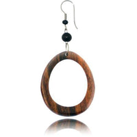 Load image into Gallery viewer, Tribal Ohrringe Sono Holz oval Edelstahl braun Perlen schwarz Ohrstecker Ohrhänger - chic-net.de
