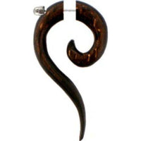 Load image into Gallery viewer, Tribal Piercing Fake Fragezeichen Eisenholz Palmenholz schwarz dunkelbraun Ohrstecker Ohrring 1 mm - chic-net.de
