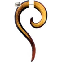 Load image into Gallery viewer, Tribal Piercing Fragezeichen Fake Sonoholz Teakholz dunkelbraun beige Ohrstecker Ohrring Edelstahl - chic-net.de
