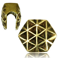 Load image into Gallery viewer, Tribal Plug antik golden Messing Expander Lebensblume zum Einh&auml;ngen Ohrgewicht - chic-net.de
