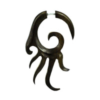 Load image into Gallery viewer, Tribal Sono Holz Wimpern Spirale 58 x 31 mm Fake Piercing braun Edelstahl Ohrstecker Ohrring 1 mm - chic-net.de
