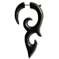 Load image into Gallery viewer, Tribal Wave Spirale Ohrring Sono Holz schwarz Fake Piercing Edelstahl Ohrhänger Ohrstecker 1 mm - chic-net.de
