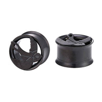 Load image into Gallery viewer, Tunnel Plug Edelstahl Schraubplug dünn schwarz Motiv Friedenstaube Taube - chic-net.de
