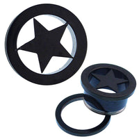 Load image into Gallery viewer, Tunnel schwarz Stern Chirurgenstahl Edelstahl Schraub Plug Expander Piercing - chic-net.de
