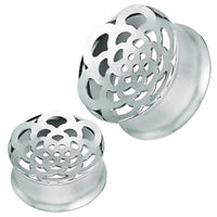 Load image into Gallery viewer, Tunnel silbern Edelstahl Plug Bögen Blume Piercing - chic-net.de
