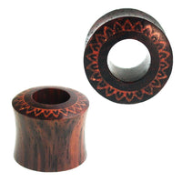 Load image into Gallery viewer, Tunnel Sonoholz Blumenrand rot crushed Steininlay double flared Handarbeit - chic-net.de
