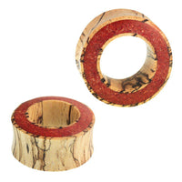 Load image into Gallery viewer, Tunnel Tamarinden Holz Rim breit crushed rot Stein double flared - chic-net.de
