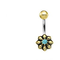 Load image into Gallery viewer, Bauchnabel Piercing Brass Edelstahl Sternblume Stein - chic-net.de
