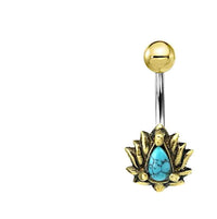 Cargar imagen en el visor de la galería, Bauchnabelpiercing Brass Edelstahl gold Lotus Stein - chic-net.de
