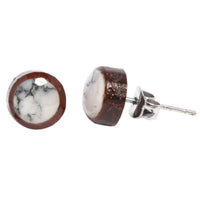 Cargar imagen en el visor de la galería, Unisex Kokosnuss rund Howlith weiß Holzohrstecker Ohrstecker Edelstahl Schmuck Ohrringe - chic-net.de
