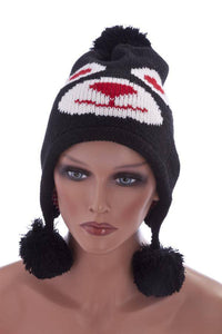 Cargar imagen en el visor de la galería, Unisex Tiermütze Norwegermütze Nepalmütze Strick in Schwarz - chic-net.de
