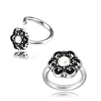 Cargar imagen en el visor de la galería, Universal Piercing Ring 925 Silber 1.2mm Kristall Blume - chic-net.de
