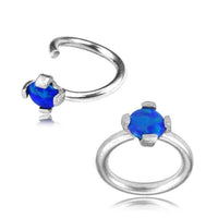 Load image into Gallery viewer, Universal Piercing Ring 925 Silber 1.2mm Opal blau - chic-net.de
