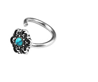 Cargar imagen en el visor de la galería, Universal Piercing Ring 925 Silber 1.2mm Türkis Blume - chic-net.de
