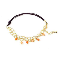Load image into Gallery viewer, vergoldet Kupfer Armband 18 karat lila orange Stein Kordel filigran nickelfrei Karabiner verstellbar - chic-net.de
