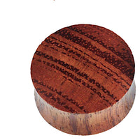 Cargar imagen en el visor de la galería, Waru Holz Plug dunkel braun gemasert Handgeschnitzt Tunnel Expander - chic-net.de
