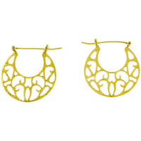 Load image into Gallery viewer, Wechsel Ohrringe Stanzmuster Sichel Bügel gerade Messing antik golden nickelfrei Tribal Piercing - chic-net.de
